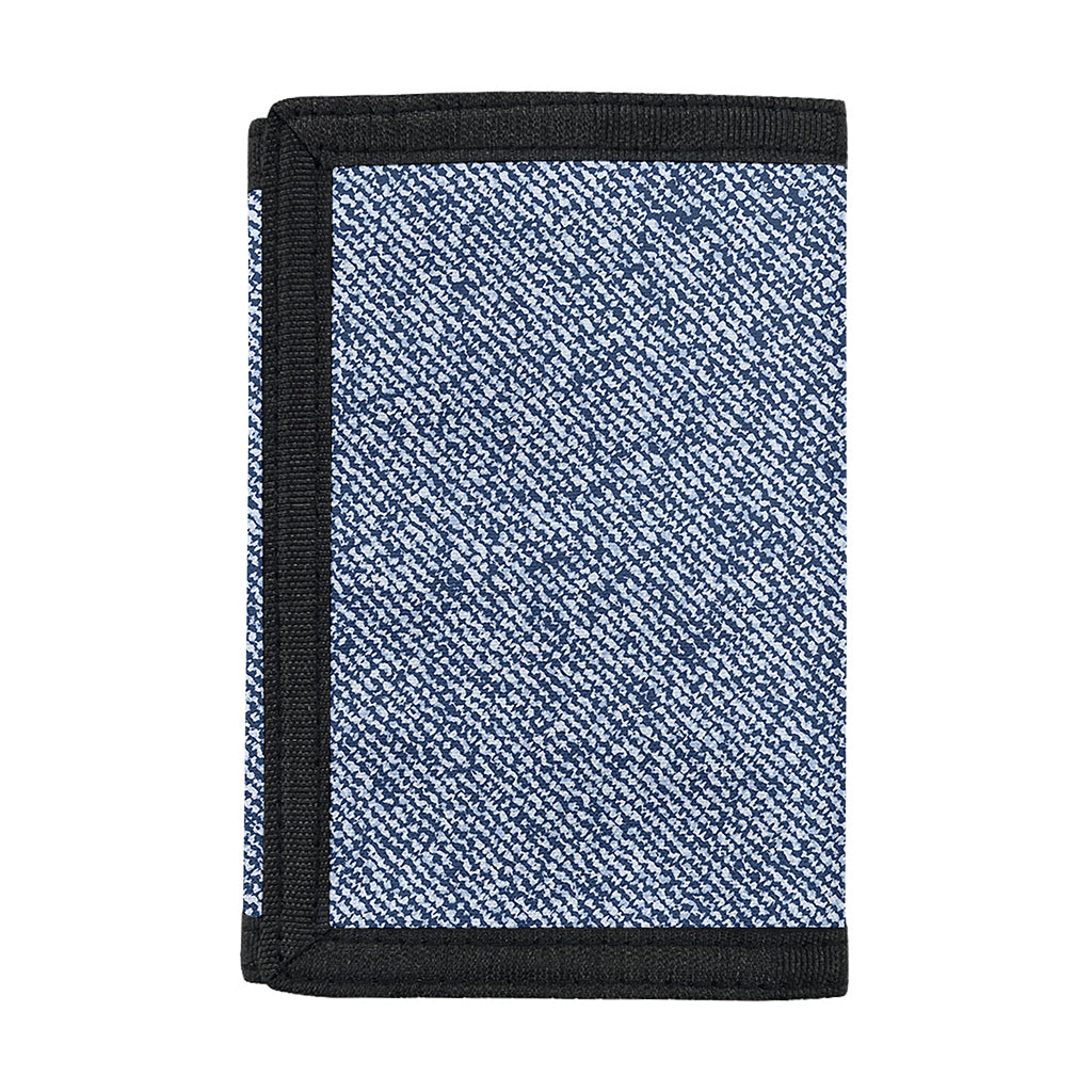 Blue Denim Jeans Pattern Print Trifold Wallet