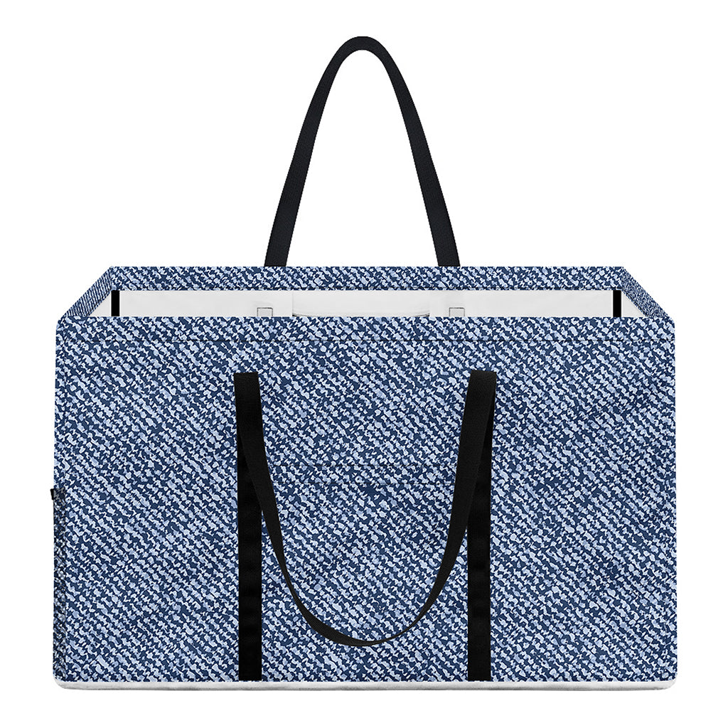 Blue Denim Jeans Pattern Print Utility Tote Bag
