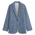 Blue Denim Jeans Pattern Print Women's Blazer