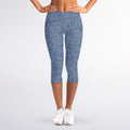 Blue Denim Jeans Pattern Print Women's Capri Leggings