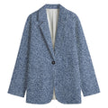 Blue Denim Jeans Pattern Print Women's Cotton Blazer