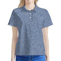 Blue Denim Jeans Pattern Print Women's Polo Shirt