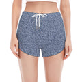 Blue Denim Jeans Pattern Print Women's Split Running Shorts