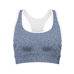 Blue Denim Jeans Pattern Print Women's Sports Bra