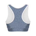 Blue Denim Jeans Pattern Print Women's Sports Bra