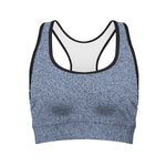 Blue Denim Jeans Pattern Print Women's Sports Bra