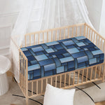 Blue Denim Patchwork Pattern Print Baby Crib Sheet