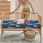 Blue Denim Patchwork Pattern Print Baby Crib Sheet