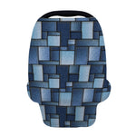Blue Denim Patchwork Pattern Print Baby Seat Cover