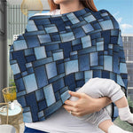 Blue Denim Patchwork Pattern Print Baby Seat Cover