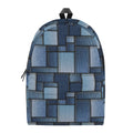 Blue Denim Patchwork Pattern Print School Backpack