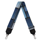 Blue Denim Patchwork Pattern Print Bag Strap