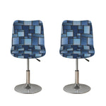 Blue Denim Patchwork Pattern Print Bar Stool Covers