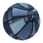 Blue Denim Patchwork Pattern Print Basketball
