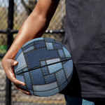Blue Denim Patchwork Pattern Print Basketball