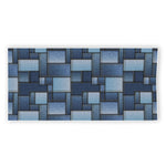 Blue Denim Patchwork Pattern Print Beach Towel