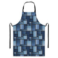 Blue Denim Patchwork Pattern Print Bib Apron With Pocket