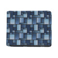 Blue Denim Patchwork Pattern Print Bifold Wallet