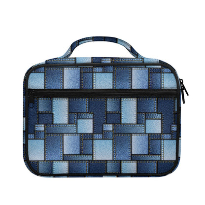 Blue Denim Patchwork Pattern Print Briefcase Bible Bag