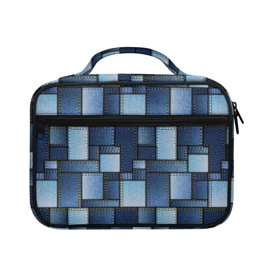 Blue Denim Patchwork Pattern Print Briefcase Bible Bag
