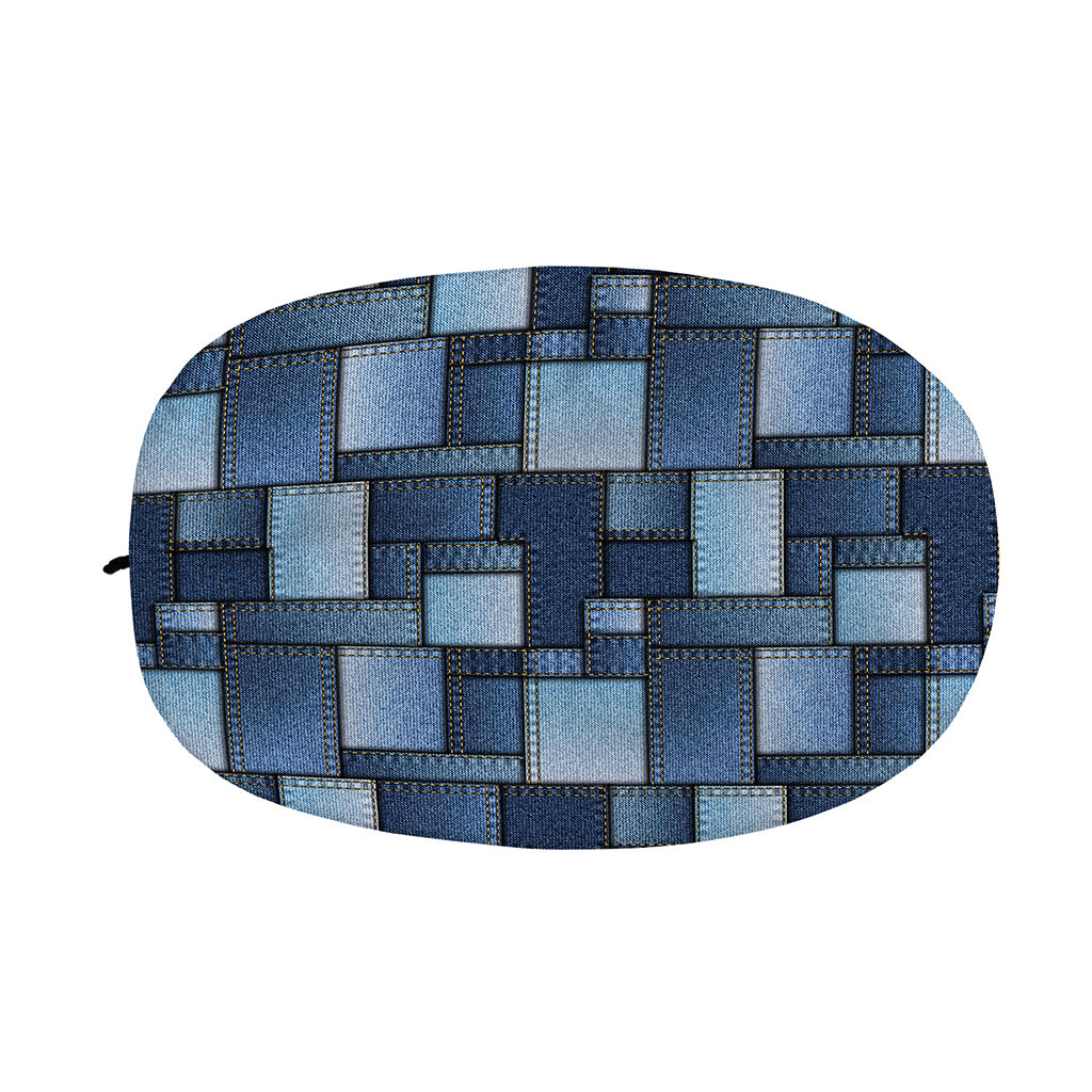 Blue Denim Patchwork Pattern Print Car Side Mirror Covers