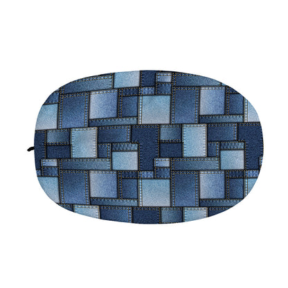 Blue Denim Patchwork Pattern Print Car Side Mirror Covers