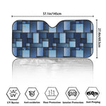 Blue Denim Patchwork Pattern Print Car Windshield Sun Shade