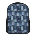 Blue Denim Patchwork Pattern Print Casual Backpack