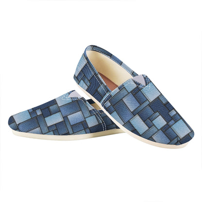 Blue Denim Patchwork Pattern Print Casual Shoes