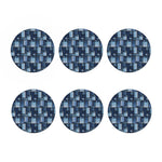 Blue Denim Patchwork Pattern Print Coaster Set