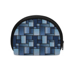 Blue Denim Patchwork Pattern Print Coin Purse
