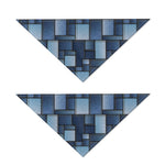 Blue Denim Patchwork Pattern Print Dog Bandana