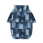 Blue Denim Patchwork Pattern Print Dog Zip Up Hoodie