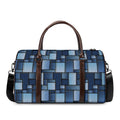 Blue Denim Patchwork Pattern Print Duffel Bag
