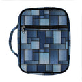 Blue Denim Patchwork Pattern Print Front Pocket Bible Bag