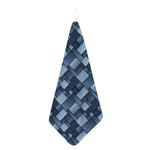 Blue Denim Patchwork Pattern Print Hand Towel