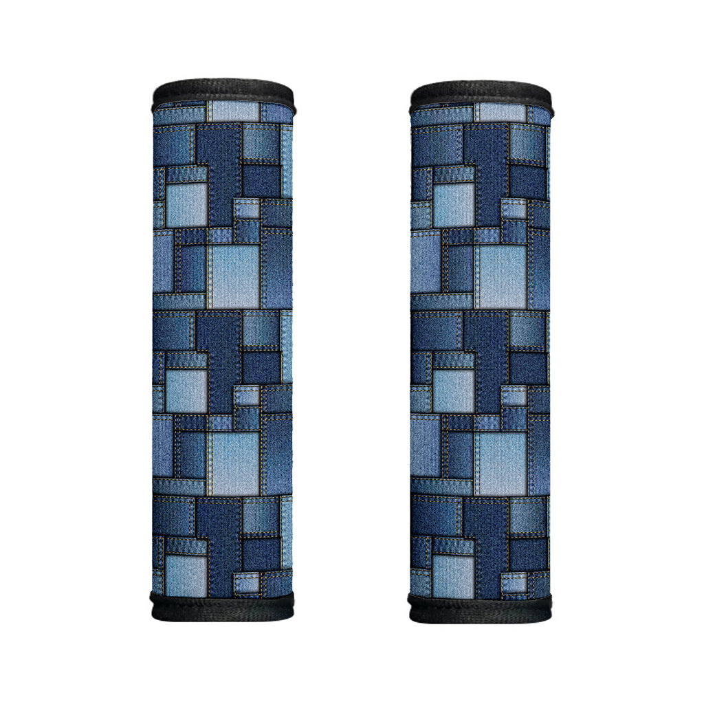 Blue Denim Patchwork Pattern Print Handle Covers