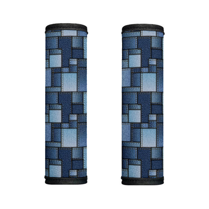Blue Denim Patchwork Pattern Print Handle Covers