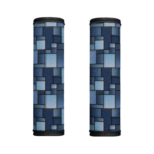 Blue Denim Patchwork Pattern Print Handle Covers