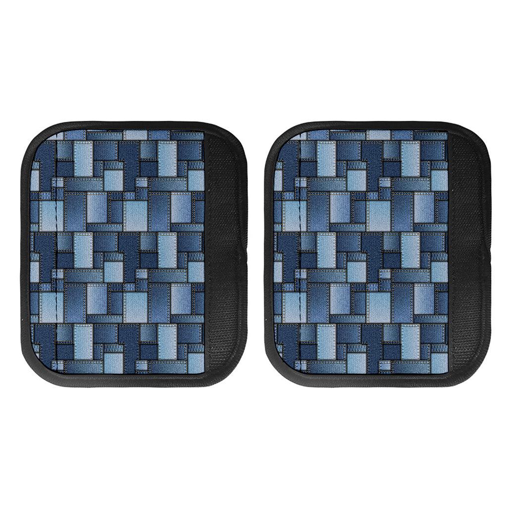 Blue Denim Patchwork Pattern Print Handle Covers