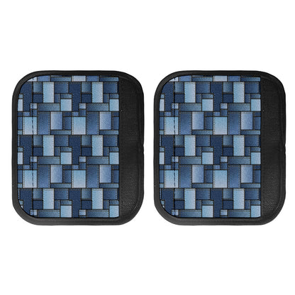 Blue Denim Patchwork Pattern Print Handle Covers