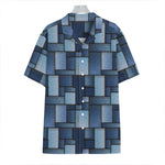 Blue Denim Patchwork Pattern Print Hawaiian Shirt