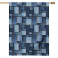 Blue Denim Patchwork Pattern Print House Flag
