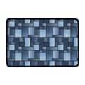 Blue Denim Patchwork Pattern Print Kitchen Mat
