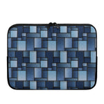 Blue Denim Patchwork Pattern Print Laptop Sleeve