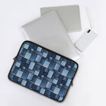 Blue Denim Patchwork Pattern Print Laptop Sleeve