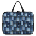 Blue Denim Patchwork Pattern Print Laptop Sleeve With Handle