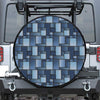 Blue Denim Patchwork Pattern Print Leather Spare Tire Cover