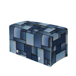 Blue Denim Patchwork Pattern Print Leather Tissue Box Cover
