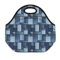 Blue Denim Patchwork Pattern Print Neoprene Lunch Bag